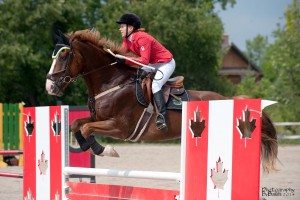 Donna Vakalis competing in the modern pentathlon.