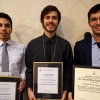 Undergraduate students Eric Elmoznino, Liam MacKichan and Ernesto Díaz Lozano Patiño were honoured by alumni for their leadership and commitment to the U of T Engineering community and beyond. (Photo: George Hatiras)