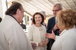 Dean Cristina Amon, second from left, speaks with alumni and guest at the Celebration of Leadership event on Wednesday, June 26, 2019. (credit: Lisa Sakulensky)