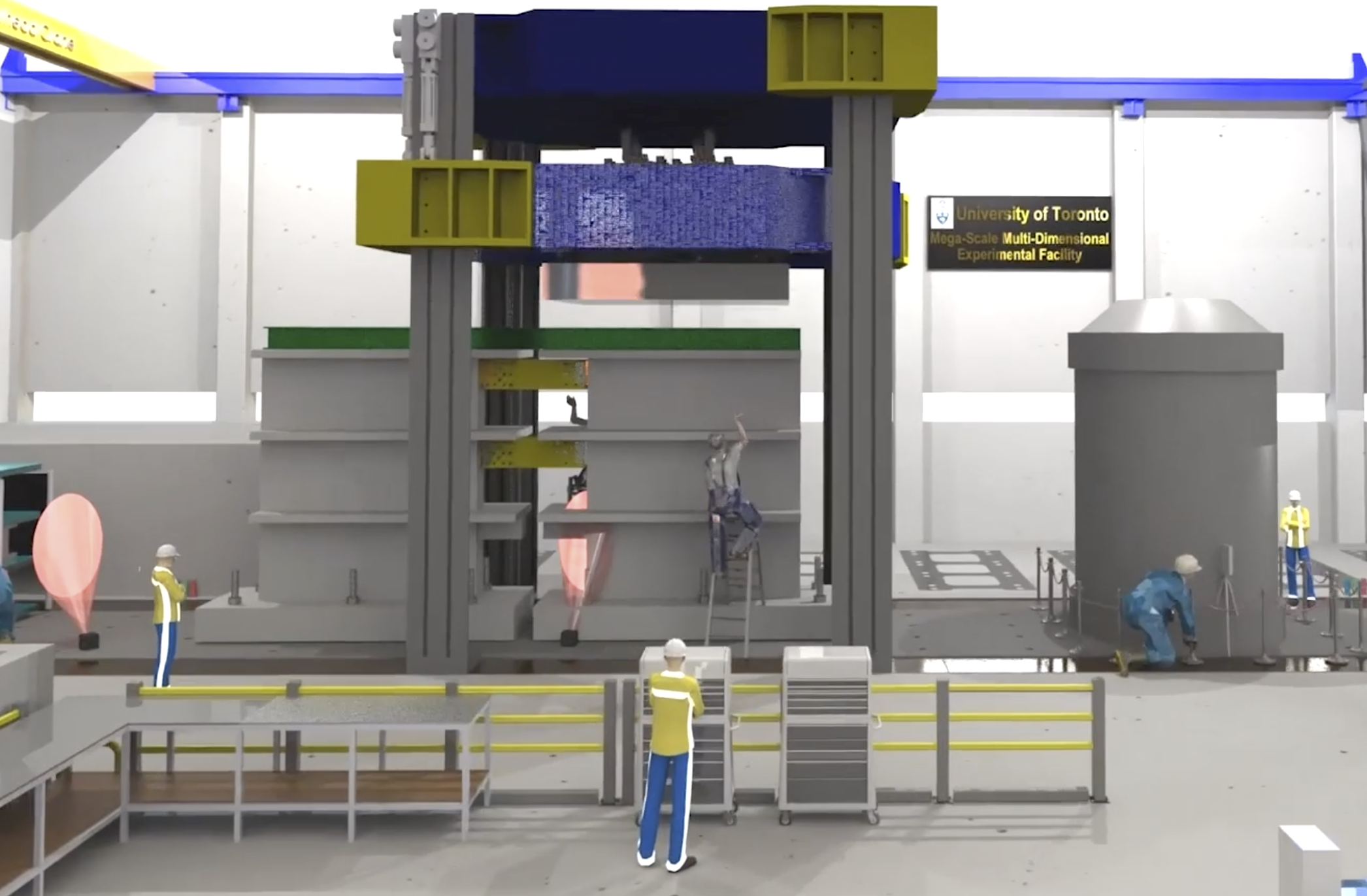 Screenshot 2023-07-12 at 2.11.35 PM An illustration of the adjustable multidimensional (AMD) testing device to be installed in CivMin's Galbraith side of the Structural Testing Facilities (STF).