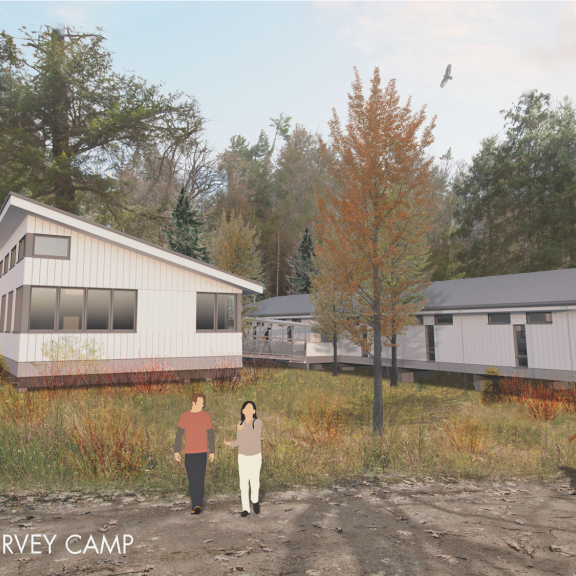 Rendering of the HCAT Bunkhouse and MacGillivray Common Room (Credit: V+A Architects)