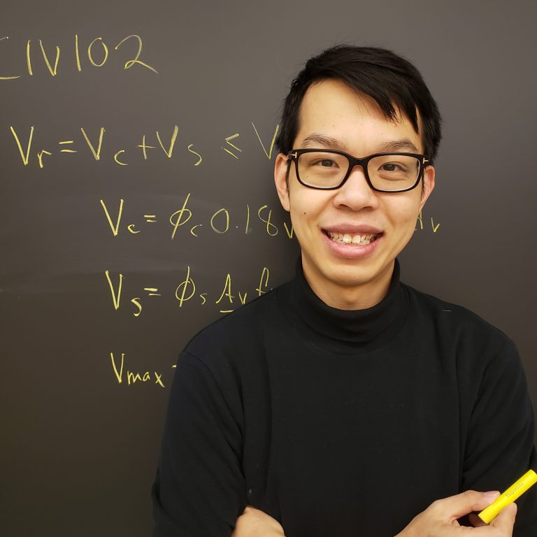 Allan Kuan (BASc EngSci 1T4 + PEY, CivE PhD candidate) has been awarded the Teaching Assistant Award from the Faculty of Applied Science and Engineering (FASE). Photo: Tracy Zhang