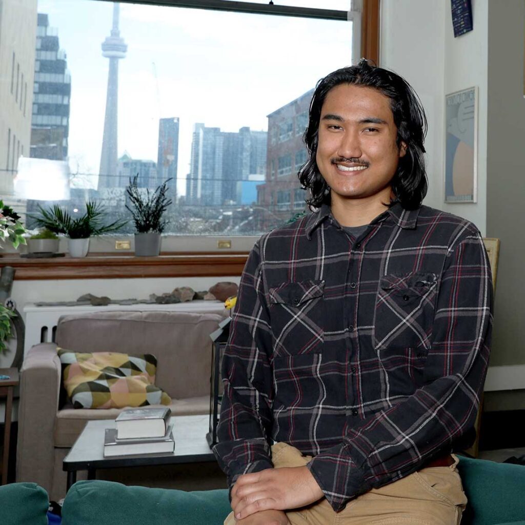 FEBRUARY 24, 2025 — RAYMOND BHUSHAN (MinE 2T4+PEY) — Student Raymond Bhushan in the Min Club Common Room on Monday, February 24, 2025. The fourth-year student is in the Lassonde Mineral Engineering undergraduate program inl Department of Civil &amp; Mineral Engineering at the University of Toronto.  (Photo by Phill Snel / CivMin, University of Toronto)