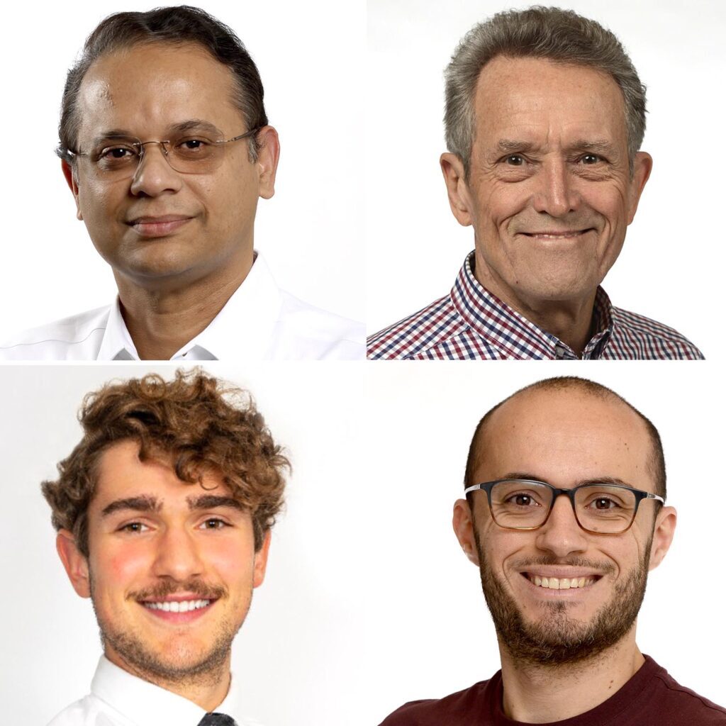 Clockwise from top L: Professor Khandker Nurul Habib, Professor Jeffrey Packer, Augusto Fidalgo (CivMin PhD 2T3) and Henri Monette (CivMin PhD student).