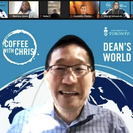 Dean Christopher Yip met virtually with undergraduate students in time zones around the world during the first-ever Dean's World Tour on Thursday, Nov. 12, 2020.