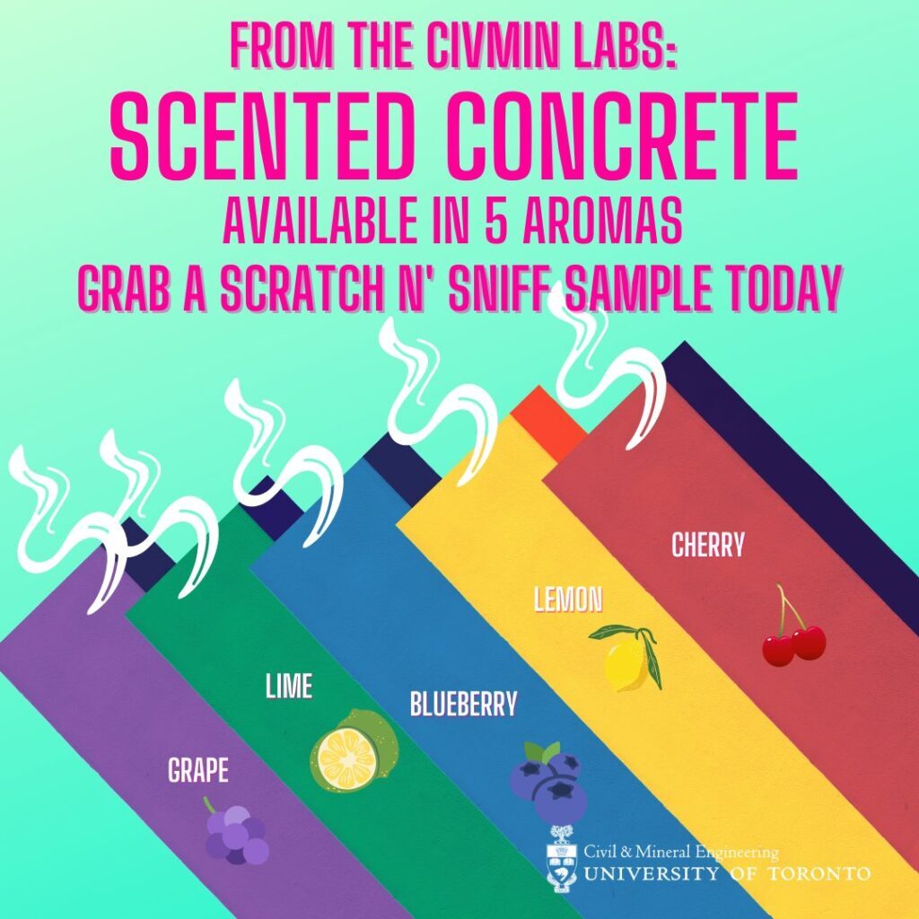 CivMin's social media graphic offering up a new scented concrete product, allegedly available as scratch and sniff in five aromas. (CivMin)