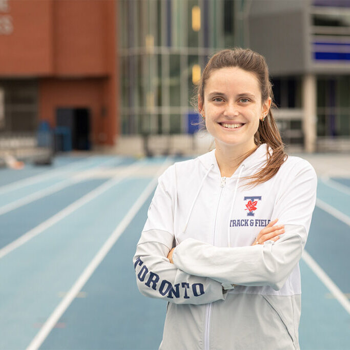Lucia Stafford will compete against her older sister Gabriela DeBues-Stafford in the 1,500-metre race at the Tokyo Olympics. Both athletes studied at U of T and ran track with the Varsity Blues (photo by Johnny Guatto)