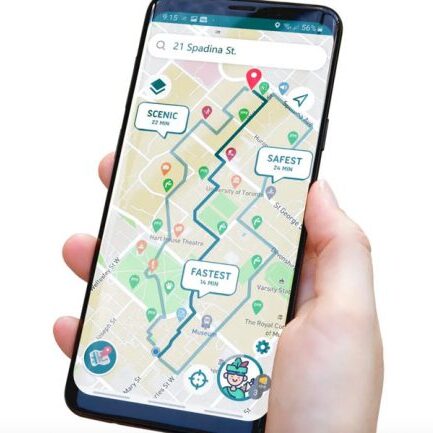 MapinHood is a new navigation app designed to take account of issues that affect pedestrians — from sidewalk construction to low-hanging branches — especially those that affect people with low vision. (Image courtesy iMerciv)