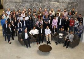 A group photo of attendees at the 17th Euroseminar on Microscopy Applied to Building Materials held at the University of Toronto May 20-23, 2019. 
PHOTO BY PHILL SNEL/ UNIVERSITY OF TORONTO - DEPT OF CIVIL & MINERAL ENGINEERING