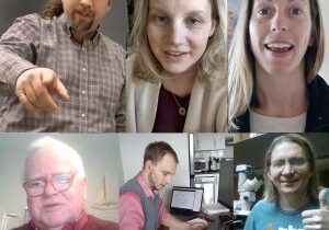 A composite image of (clockwise from top left) Professors Evan Bentz, Jennifer Drake, Marianne Touchie, Karl Peterson, David Taylor and Doug Hooton.