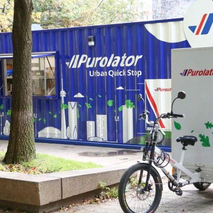 The Purolator Urban Quick Stop is the home of a new multidisciplinary collaboration between industry, academia and government that aims to explore innovative solutions to the challenges of last-mile delivery. (Photo: Tyler Irving, U of T Engineering)