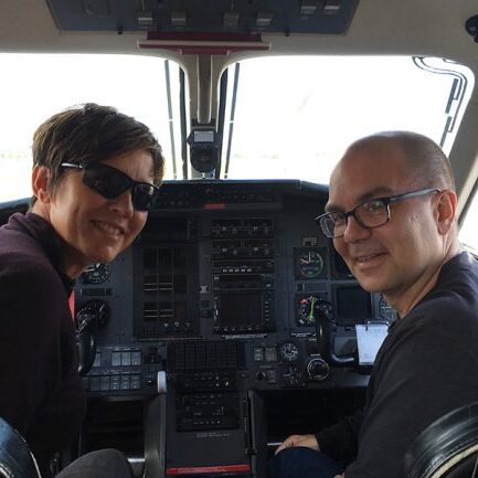 Professors Tracey Galloway and Chris Beck in one of the planes used to transport food, supplies and passengers to remote Indigenous communities in Northern Ontario. (Photo courtesy of Chris Beck)