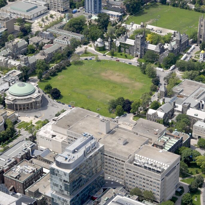 Aerial view of Front Campus looking North.