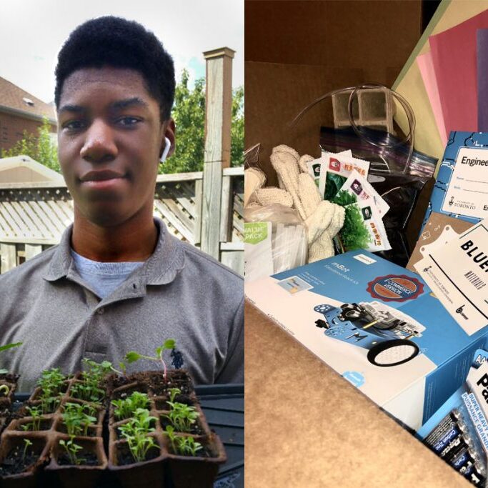 Matthew Robinson, a Grade 9 student from Brampton, Ont., was one of 54 Blueprint participants this past summer. Each student received a box of supplies to complete a range of science and engineering activities (photos courtesy of Cassandra Abraham)