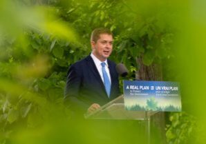 Conservative Leader Andrew Scheer delivers a speech on the environment in Chelsea, Que. on June 19, 2019. THE CANADIAN PRESS/Adrian Wyld