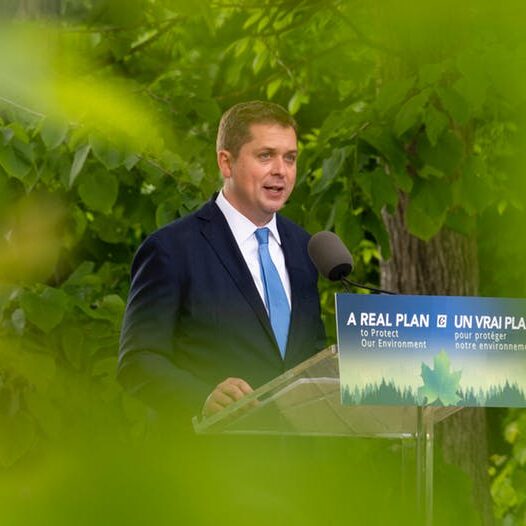 Conservative Leader Andrew Scheer delivers a speech on the environment in Chelsea, Que. on June 19, 2019. THE CANADIAN PRESS/Adrian Wyld
