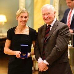 Sasha Gollish with Governor General David Johnston. Gollish was named one of the Top 8 Academic All-Canadians earlier this week. (Photo: Sgt Ronald Duchesne, Rideau Hall, OSGG)